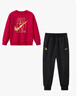 NIKE3BRAND 耐克男女童紅色拜年服2件套冬季兒童加絨保暖套裝 曬單實(shí)拍圖