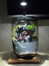 苔蘚微景觀(guān)生態(tài)瓶趣味造景綠植創(chuàng  )意禮物盆栽魚(yú)缸好養活桌面臥室 時(shí)來(lái)運轉流水(17*25cm)+木質(zhì)燈座 16*16*22（圓） 曬單實(shí)拍圖