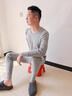 莫代爾純棉秋衣秋褲男士套裝2025款全棉毛衫青少年打底保暖內衣 淺灰色 XL 建議120-140斤 曬單實(shí)拍圖