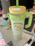 富光巨無(wú)霸水杯保溫保冷吸管杯女士冰霸杯大容量不銹鋼高顏值便攜茶杯 奶油綠蘋(píng)狗1260ML【316L茶倉款】 曬單實(shí)拍圖