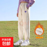 兒童三層夾棉褲冬季女童加絨褲子一條過(guò)冬外穿保暖加厚秋冬運動(dòng)褲 黑色 愛(ài)心繡花棉褲 140 建議身高：125-135 曬單實(shí)拍圖