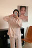 LULU CARTER真絲睡衣女士秋季三件套帶胸墊防凸點(diǎn)2025新款長(cháng)袖家居服 暖粉色 M 建議80-100斤 曬單實(shí)拍圖