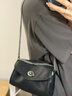裘真信封包女鏈條斜挎單肩包休閑復古小包植鞣頭層牛皮包包 黑色-小號 曬單實(shí)拍圖