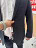啄木鳥(niǎo)男士西裝外套春秋季韓版潮流商務(wù)休閑大碼毛呢西服高端上衣 6001-1號色【加棉】+褲子 加厚 2XL 曬單實(shí)拍圖