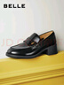 百麗（Belle）牛皮樂(lè )福鞋女商場(chǎng)同款厚底增高百搭單鞋A5Z1DAA4 黑色 36 曬單實(shí)拍圖