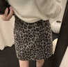 浪莎秋冬季2026春季新款豹紋包臀裙韓系顯瘦a字短裙小個(gè)子辣妹半身裙 曬單實(shí)拍圖