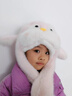 語(yǔ)嬉兒童耳朵會(huì )動(dòng)可愛(ài)企鵝毛絨帽子圍巾一體加厚保暖防寒騎車(chē)護耳帽女 1#粉色3-12歲 均碼 曬單實(shí)拍圖