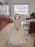 思妙星女童晚禮服長(cháng)袖高端輕奢小眾主持人花童女孩生日公主裙兒童演出服 香檳色長(cháng)款 130 曬單實(shí)拍圖
