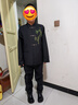 羅蒙男童中山裝新中式中國風(fēng)兒童演出唐裝西服青少年表演西裝套裝 黑色：上衣+褲子 170 曬單實(shí)拍圖