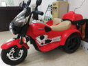 派克奇大號兒童電動(dòng)摩托車(chē)可坐雙人侉子車(chē)童車(chē)三輪車(chē)寶寶玩具車(chē)可坐大人 紅色12A電瓶+皮座+手擰+喊話(huà)器 曬單實(shí)拍圖