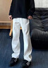 卡圖弛加絨白色微喇牛仔褲男秋冬季高腰顯瘦直筒褲加厚保暖休閑長(cháng)褲子 白色【加絨】 XL 曬單實(shí)拍圖
