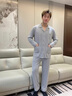 紫色花語(yǔ)【親膚棉莫面料】男士睡衣26年春秋新款長(cháng)袖家居服套裝淺藍色L 曬單實(shí)拍圖