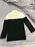 DPLAY秋季新復古法式黑白撞色半高領(lǐng)短款修身針織套頭毛衣 黑白拼色 M 曬單實(shí)拍圖