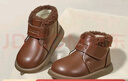 牧童寶寶靴子冬季加絨保暖皮靴洋氣軟底馬丁靴小女孩短靴 摩卡棕26 曬單實(shí)拍圖