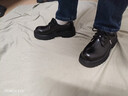 紅蜻蜓大頭皮鞋新款圓頭黑色工裝鞋通勤厚底增高皮鞋WTA35004黑色41 曬單實(shí)拍圖