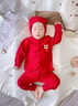 湯尼倍兒嬰兒新年套裝紅色拜年衣服分體兩件套寶寶外出周歲禮服 紅色【可開(kāi)襠款】 90 cm 曬單實(shí)拍圖