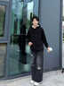 真維斯（Jeanswest）羊羔絨套裝男款冬季保暖加絨加厚衛衣束腳褲男士潮牌穿搭一整套男 黑+黑(自由意志褲標) 加絨 XL (180) (不易起球不易掉色) 曬單實(shí)拍圖