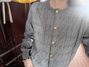 POLOWALK針織衫女打底衫內搭春秋款絞花針織開(kāi)衫春裝外套韓系女裝毛衣夾 花灰色 【AM8W53580113】 L (165) 曬單實(shí)拍圖