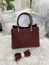 袋鼠卡拉品牌袋鼠手提包女包包新款2025歐美時(shí)尚大氣真皮斜挎包中年媽媽包 酒紅（手包+卡包+禮盒裝） 曬單實(shí)拍圖