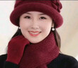 紅蜻蜓中老年人媽媽帽子女冬季新款保暖老人奶奶秋冬天老太太針織毛線(xiàn)帽 兔毛混紡 加絨加厚-棗紅色【帽子】 均碼【彈性調節】 曬單實(shí)拍圖