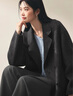 伊芙麗（eifini）蔣欣代言駱駝絨蠶絲雙排門(mén)襟雙面呢大衣女2025秋季毛呢 暗灰 L 曬單實(shí)拍圖