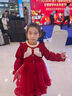 妮莎倍兒女童連衣裙秋冬款2025新款加絨冬天女孩紅色年服兒童 紅色 140 曬單實(shí)拍圖