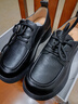天美意小皮鞋厚底圓頭牛津鞋復古英倫鞋女單鞋新款KY018CM5 黑色 37 曬單實(shí)拍圖