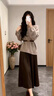 她芙（tafu）品牌女裝小個(gè)子套裝裙女2026春秋新款減齡顯瘦毛衣半身裙兩件套 毛衣上衣+咖色皮半裙 M 曬單實(shí)拍圖