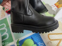 啄木鳥(niǎo)品牌斷碼真皮內增高不過(guò)膝長(cháng)筒靴女2025秋冬粗跟時(shí)尚后拉鏈騎士靴 黑色（單里） 35 曬單實(shí)拍圖