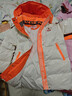鴨鴨童裝兒童羽絨服休閑寬松新款男女童中長(cháng)款連帽免洗外套 白橙色 130 曬單實(shí)拍圖