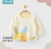 優(yōu)奇嬰兒衣服春秋款寶寶a類(lèi)純棉長(cháng)袖卡通秋衣兒童打底衫T恤上衣秋裝 杏色小兔子【單件】 80 曬單實(shí)拍圖