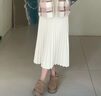 香影百褶裙半身裙女中長(cháng)2026春季新款白色裙子垂感高腰顯瘦a字裙 米白 L 曬單實(shí)拍圖