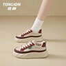 唐獅（TonLion）女鞋2025秋冬季厚底板鞋女士學(xué)生休閑鞋子女增高運動(dòng)鞋 卡其紅 38 曬單實(shí)拍圖