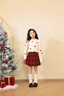 moonkids童裝女童紅色裙子秋冬款新年戰袍半身裙兒童加厚百褶短裙 4539紅格子半身裙 110 cm 曬單實(shí)拍圖