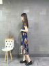 Dian.Aibu品牌雪纺连衣裙女2023年秋季新款名媛气质圆领短袖显瘦遮肚过膝裙 藏青色  M （适合90-102斤） 实拍图