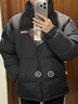 黑冰戶(hù)外鵝絨700蓬防風(fēng)防水厚款活帽拼色男女款羽絨服FAF8536 男款-黑黑 L 曬單實(shí)拍圖