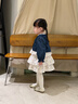 幼歌（YOUGE）嬰幼兒春季新款甜美蝴蝶牛仔外套長(cháng)袖連衣裙兩件套 米底蝴蝶裙子 90 cm 曬單實(shí)拍圖