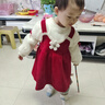 童裝女童套裝春秋款連衣裙周歲女寶寶公主裙禮服兒童秋冬兩件套 紅色l加絨 cm 90 曬單實(shí)拍圖