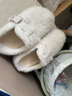 白色日系jk百搭配裙子加絨勃肯鞋女2026冬季新款大頭平底毛毛拖鞋 米色 37 曬單實(shí)拍圖