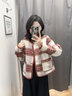 塔馳密司（touchmiss）秋冬季法式小香風(fēng)外套女春秋2025新款超好看夾棉加厚短款毛呢大衣 紅色格子 S 曬單實(shí)拍圖