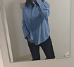 初棉【糖果襯衫】初棉淺藍色長(cháng)袖襯衫25春皺感法式襯衣鹽系微寬松疊穿 銀河鈷藍 S 曬單實(shí)拍圖