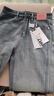 izzue it復古水洗加絨加厚牛仔褲女冬季百搭簡(jiǎn)約時(shí)尚舒適顯瘦闊腿長(cháng)褲 曬單實(shí)拍圖