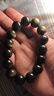 石玥珠寶精品14mm金沙天然黑曜石手串本命年轉運珠佛珠水晶手鏈男女士款 曬單實(shí)拍圖