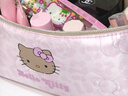 野獸派家居（tbh）三麗鷗Hello Kitty手提大容量旅行絎縫化妝包洗漱包 Hello Kitty小號旅行絎縫化妝包 粉色豹紋 曬單實(shí)拍圖