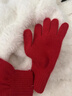 偶森紅色毛線(xiàn)帽子針織手套女冬季兩件套巴拉克拉法帽圍巾一體保暖套裝 曬單實(shí)拍圖
