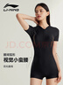 李寧（LI-NING）泳衣女連體平角游泳衣女士專(zhuān)業(yè)運動(dòng)保守顯瘦溫泉泳裝7561黑金XL 曬單實(shí)拍圖