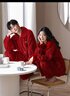 迪莉雅紅色珊瑚絨情侶睡衣女冬季加厚喜慶結婚男士睡衣本命年家居服套裝 93458 XL 男（建議130-150斤） 曬單實(shí)拍圖