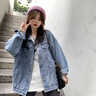 2026春季新款藍色牛仔外套女春秋韓版休閑外搭上衣寬松牛仔夾克 藍色 S 曬單實(shí)拍圖