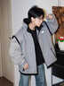 妙奕嘉外套春秋女2026新款假兩件上衣秋裝女生休閑通勤外套韓系慵懶風(fēng) 黑邊拼接連帽外套【灰色】 均碼 【建議80-115斤】 曬單實(shí)拍圖