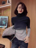 鹿王戀雪暈染漸變色堆堆高領(lǐng)毛衣女秋冬季2025新款修身顯瘦打底針織衫上衣 904000-1xt黑灰漸變色 33 L 曬單實(shí)拍圖